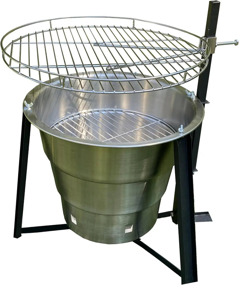 18-Inch Portable Campfire Pit & Grill - Stainless Steel Fire Pit with Raised Edge Grilling Rack