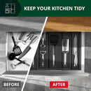 ROYAL CRAFT WOOD Luxury Bamboo Kitchen Drawer Organizer - Silverware Organizer - Utensil Holder and Cutlery Tray with Grooved Drawer Dividers for Flatware and Kitchen Utensils (5 Slot, Black) by CozyNest Decor