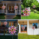 Solar Wind Spinners for Yard and Garden - 61.5 Inch 360° Metal Large Wind Sculptures Outdoor Clearance Kinetic Windmills with Vine String Shining LED Lights for Patio, Lawn Garden Decoration by CozyNest Decor