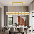 Crystal Brass Rectangle Chandeliers for Dining Room, 54in Gold Farmhouse Chandeliers for Dining Room, Modern Rectangle Crystal Chandelier for Kitchen Island Living Room, Includes 60XG4 Bulbs by CozyNest Decor