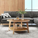Sweetcrispy Round Coffee Table, 36'' Wood Coffee Tables for Living Room with Storage, 2-Tier Center Circle Counter with Wooded Desktop, 50 lbs Capacity, Anti-Slip Feet, Modern Farmhouse Design, Brown by CozyNest Decor