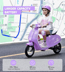 Kids Motorcycle, 2 Wheel Electric Motorcycle for Girls Ages 8-14, 24V Ride on Toys with Music, Story, Headlight, 3 Speed Options, Up to 60min Ride Time, for Riders up to 143 lbs, Easy Assemble, Purple by TinyTreasures Baby Boutique