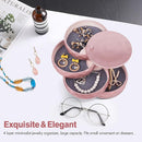 CONBOLA Travel Jewelry Case Box, Small Jewelry Organizer Earring Holder for Women, 5-Layer Rotating Jewelry Storage Tray with Lid for Bracelets Rings Bracelets by TinyTreasures Baby Boutique