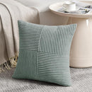 Fancy Homi 2 Packs Grey Blue Euro Decorative Throw Pillow Covers 24x24 Inch for Couch Bed Sofa, Rustic Farmhouse Boho Home Decor, Soft Corss Corduroy Patchwork Accent Big Square Cushion Case 60x60 cm by CozyNest Decor
