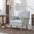 chairus Linen Accent Chair for Living Room Upholstered Mid Century Modern Single Sofa Chair with Solid Wood Legs Comfy Reading Chair Armchair for Bedroom/Office Room/Recption/Lounge, Blue Stripe by CozyNest Decor