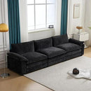 Karl home Sectional Sofa Modular Deep Seat Sofa Couch with Ottoman, Chenille Sofa Sleeper Comfy Upholstered Furniture for Living Room, Apartment, Studio, Office, (3-Seat & 1-Ottoman, Black) by CozyNest Decor