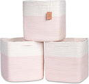 NaturalCozy 13 Inch Cube Storage Bins Cotton Rope Woven Baskets for Organizing 3-Pack | 13 x 13 Storage Cubes | Fabric Square Storage Baskets for Shelves Organizer, Kids Toy Bins, Closet Baby Nursery by TinyTreasures Baby Boutique