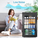 Beverage Refrigerator Cooler, 17 Inch 120 Cans Freestanding Mini Fridge with Glass Door, Adjustable Shelves and LED Light, Small Drink Fridge Counter-top Beer Fridge for Bedroom Office Bar by CozyNest Decor