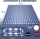 HX&OD Outdoor Picnic Blanket, Extra Large, 80''x80'' Waterproof Foldable Blankets Gingham Picnic Mat for Beach, Camping Grass Lawn Park Accessories Cute Couple Ideas Wedding (Blue, 80”x80”) by TinyTreasures Baby Boutique