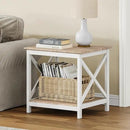 ChooChoo End Table, 24 Inch End Table with 2-Tier Storage Shelf, Side Table for Living Room, Wood Nightstand for Bedroom, Office, Oak by CozyNest Decor