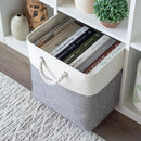OrganiHaus 13x13 Cube Storage Bins 4 Pack, Foldable Cube Storage Organizer w/ Rope Handles, Collapsible Fabric Bins for Toys, Clothes & Closet Organization, Fabric Square Baskets - Gray/White by CozyNest Decor