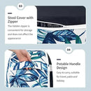 Inflatable Ottoman Stool D21 xH9 for Outdoor/Indoor Use, Water Repellent Patio Foot Rest Stool with Portable Handle,Round Pouf Ottoman Suitable for Garden,Deck and Camping - Leaves Ink Blue by CozyNest Decor