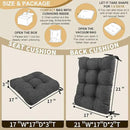 BUYUE Chair Cushion Set for Rocking Chair, Back Pillow & Seat Cushion with Ties, Original Woven Fabric Non-Slip Chair Pads for Elderly Sitting, Dark Gray by CozyNest Decor