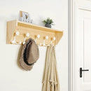 SKOLOO Wall Shelf with Hooks, 24-Inch Coat Rack Wall Mount with Shelf Organizer - Lightweight & Sturdy, 5 Tri Hooks - Perfect for Entryway, Hallway, Living Room, Bedroom, Mudroom, Natural & White by CozyNest Decor