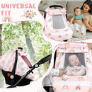 Pea Pod Car Seat Cover Baby, Infant Car Seat Canopy Covers for Newborn with 2 Layers Windows of Breathable Mesh Fabric, Lightweight Polyester/Soft Minky Dot Backing (Floral & Rainbow) by TinyTreasures Baby Boutique