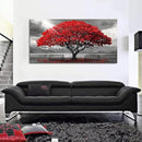 AJAZIKO Red Wall Art - Modern Framed Wall Art for Living Room - Red Tree Black and White Landscape Canvas Prints Posters & Prints for Home Office Bedroom Decorations - Large Wall Pictures 24×48IN by CozyNest Decor