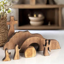 NEROSUN Empty Tomb Easter Scene and Cross Decoration, Wooden Easter Resurrection Scene Cross Jesus Tomb Tray Set, Jesus Nativity Scene Decor for Religious Home Office Tabletop Christian Gifts by CozyNest Decor