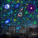 Spakon 495 Pcs Glow in The Dark Moons and Stars Wall Decals for Ceiling,Glowing Planets Wall Stickers Removable Galaxy Solar System Space Decal Nursery Stickers for Kids Bedroom Living Room Decor by CozyNest Decor
