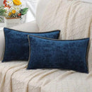 decorUhome Chenille Soft Throw Pillow Covers 12x20 Set of 2, Lumbar Velvet Farmhouse Neutral Decorative Euro Pillow Covers with Stitched Edge for Couch Sofa Bed Home Decor, Poseidon by CozyNest Decor