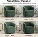 Swivel Accent Chair, Chenille Barrel Chair for Living Room, Cozy Round Boucle Arm Chair, Metal Base for Club Nursery Bedroom, Green by CozyNest Decor