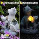 Solar Cat Garden Statue Outdoor Decor - Mother & Kitten Figurines with Flower LED Light, Outside Yard Art Patio Balcony Lawn Ornament, Unique Gifts for Cat Lover by CozyNest Decor