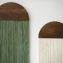 Flber 2 Pcs Macrame Wall Hanging Boho Decor Wall Tapestry Handmade Round Tassel 13.7" W x 51" L For Living Room Bedroom Headboard Decor by CozyNest Decor