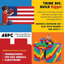 Big Blocks for Kids Ages 4-8 — Indoor & Outdoor Blocks Kids Games — Blue Large Building Blocks - 48 pc by TinyTreasures Baby Boutique