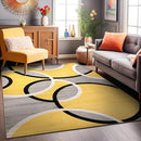 Rugshop Contemporary Abstract Circles Easy Maintenance for Home Office,Living Room,Bedroom,Kitchen Soft Area Rug 5' 3" x 7' 3" Yellow by TinyTreasures Baby Boutique