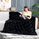 Cozy Bliss Checkered Large Faux Rabbit Fur Black Twin Bed Blanket, Soft Fuzzy Fluffy Minky Furry Plush Blankets for Couch, Bed, Adults (60 * 80 Inches Black) by CozyNest Decor