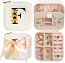 AYGXU Travel Jewelry Box for Women and Girls - Small Case With Initial A-Z - Teacher Gifts by TinyTreasures Baby Boutique