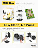 iBorn Metal Bird Feeder for Outside Hanging,Wild Bird Feeders for Cardinal,18cm Large Roof&Tray Black 10 Port(Seed is not Included) by CozyNest Decor