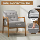 Linen Accent Chair, Mid Century Modern Chair for Living Room, Upholstered Comfy Lounge Armchair with Solid Wood Frame, Reading Side Chair for Bedroom,105°Ergonomic Comfort, Grey by CozyNest Decor