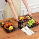 vicrays Ceramic Rectangle Serving Platters - 14" 12" 10" Porcelain Serving Trays Plates for Party BBQ Appetizers Sushi Dessert - Microwave Oven and Dishwasher Safe - Set of 3 Bright Black by CozyNest Decor