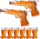 Pistol & Shotglasses Decanter Party Serving Holster Set