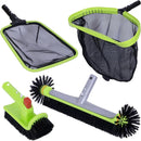 Sepetrel Deluxe Swimming Pool Cleaning Kit Including Professional Leaf Skimmer Net,Half-Depth Fine Mesh Net,17.5" Pool Brush Head & Hand Scrub Brush(NO Pole) by GreenHaven Gardens
