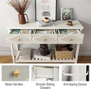 47" Fluted Console Table with 3 Drawers, Narrow Long Entryway Table with Storage Shelf, Sofa Tables for Entryway, Living Room, Behind Couch, Foyer, Hallway, Office (Beige) by CozyNest Decor