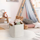 danpinera Set of 3 11 Inch Storage Baskets, Cube Storage Bins, White Woven Baskets with Stable Leather Handles, Square Cotton Rope Bins for any Room, Easy to Recover by TinyTreasures Baby Boutique