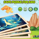 4 Packs Puzzles for Kids Ages 4-6, Wooden Dinosaur Puzzles for Toddlers Ages 2-4, Preschool Educational Dino Puzzles Boards Toys Gifts for 3 4 5 6 Boys Girls by TinyTreasures Baby Boutique