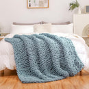WESHIONGOO Chunky Knit Blanket Throw 50"×60" Knitted Throw Blankets for Couch Bed Fluffy Soft Blanket with Jumbo Chenille Yarn Thick 100% Handmade(Dusty Blue) by CozyNest Decor