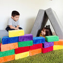 The Original Premium Plush Building Block for Kids - Certified Safe Foam Blocks in Luxuriously Soft Fabric Covers - Set of 24 (Classic Colors) by TinyTreasures Baby Boutique