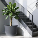 WORTH Garden Round Large Planter Pot 1-Pack - 17.5" Dia x 15.5" H - Durable Plastic Grey Plant Tree Pots with Vertical Stripe Textured Finish, Drainage Hole for Indoor, Outdoor, Front Porch, Patio by GreenHaven Gardens