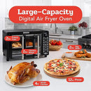 Gourmia Toaster Oven Air Fryer Combo 17 cooking presets 1700W french door digital air fryer oven 24L capacity accessories, convection rack, baking pan tray recipe book GTF7460,Large,Black by CozyNest Decor