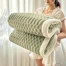 UKELER Sherpa Bed Blanket 80 × 90 inch, Ultra Soft Queen Size Throw Blanket for All Season, 470 GSM Cozy Plush Striped Fleece Blankets for Bedroom Living Room Dorm Hostel Sofa Camping, Green by CozyNest Decor
