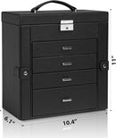 AKOZLIN 5-Tier Jewelry Box Lockable Leather Jewelry Storage Case with 4 Drawers for Women Girls Ring Necklace Earring Bracelet Watches Holder Organizer with Mirror by TinyTreasures Baby Boutique