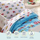 Wildkin Toddler Bed in a Bag – 4-Piece Microfiber Bedding Set with Comforter, Pillowcase & Sheets - Trains, Planes, and Trucks by TinyTreasures Baby Boutique