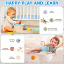 Montessori Toys for Babies 6-12 Months, 9 in 1 Educational Wooden Toys Set, Includes Object Permanent Box, Stacking Cups, Mirror Puzzle, Ring Stacker and More by TinyTreasures Baby Boutique