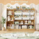 Toy Storage Organizer, 55” Wide Toy Organizers and Storage with 8 Storage Cubbies & 6 Toy Bins, Large Toy Box with Bookshelf, Playroom Storage for Playroom, Oak by CozyNest Decor