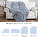 jinchan Boho 100% Cotton Muslin Blanket 3-Layer Queen Size 80x90 Inches Geometric Blue Lightweight Reversible Soft Cozy Comfy Throw for Couch Sofa Bed Coverlet Quilt Large Blanket Bedroom All Seasons by CozyNest Decor