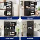 75” Tall Kitchen Pantry Storage Cabinet, Metal Storage Cabinet with 2 Drawers and Adjustable Shelves, Kitchen Pantry Cupboard, Freestanding Cupboard for Bathroom, Living Room(Black) by CozyNest Decor
