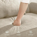 89” Futon Sofa Bed, Velvet Fabric Comfy Futon Couch Bed with 2 Square Pillows, Convertible Sleeper Sofa with Adjustable Backrest& Armrests, Modern Loveseat Sleeper for Living Room, Beige by CozyNest Decor